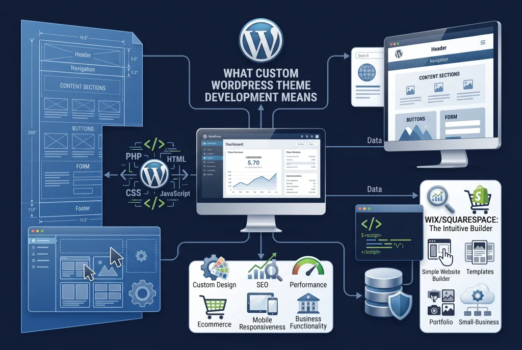 custom WordPress theme development process