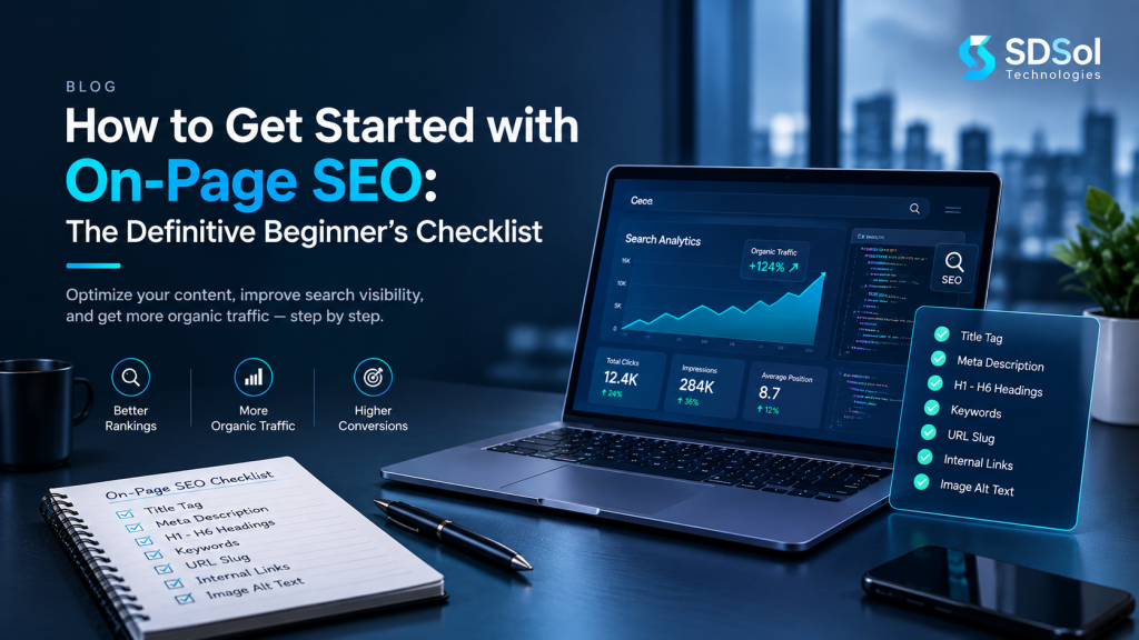 On-page SEO checklist showing 21 steps for optimizing a webpage