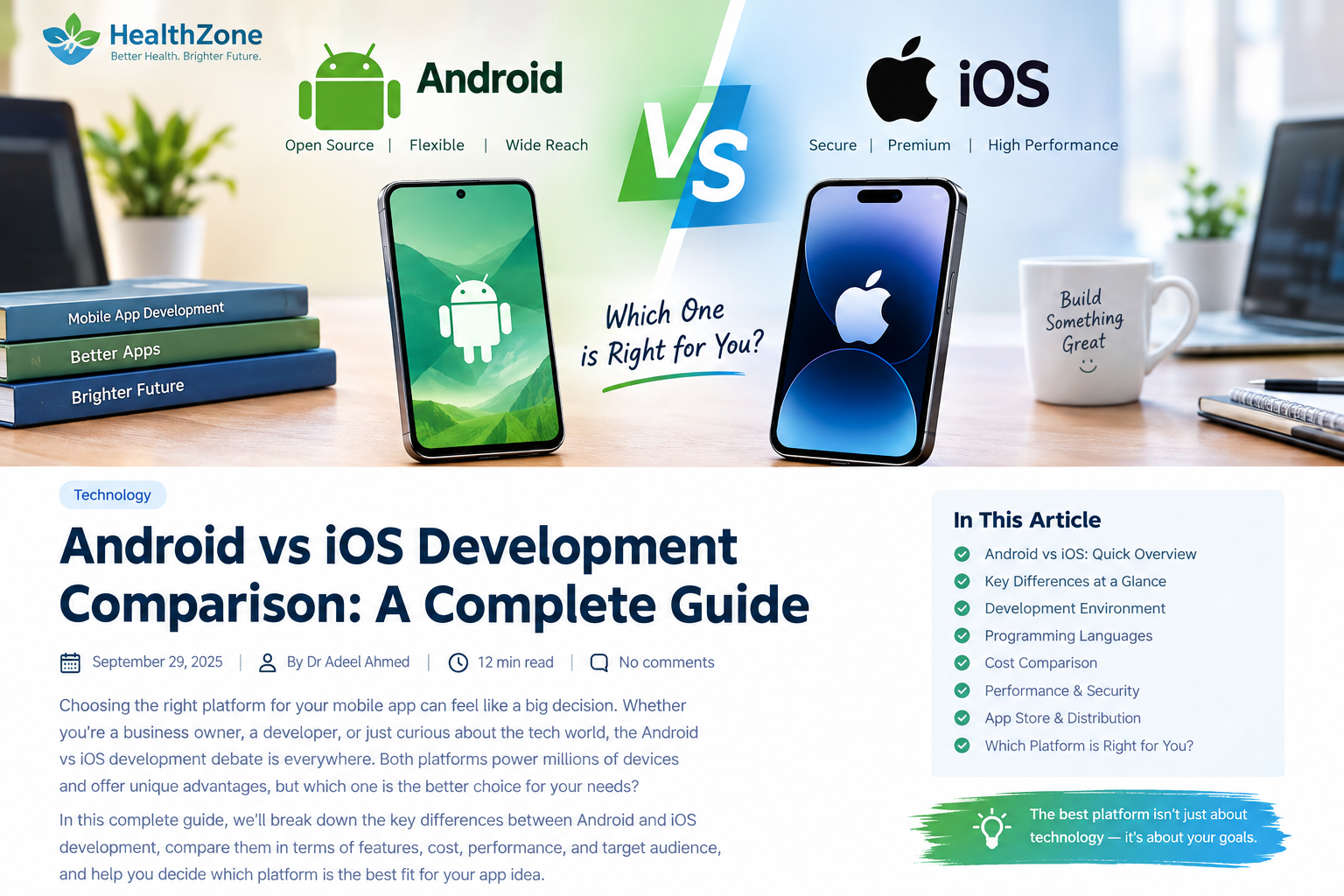 Android vs iOS development comparison showing Android and iPhone app development